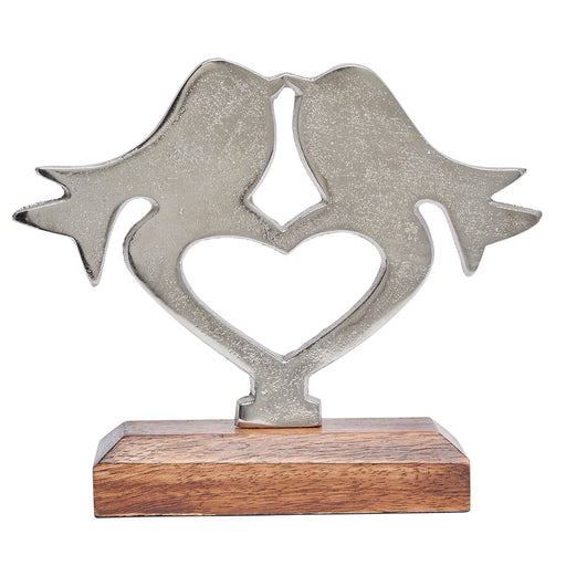 Love Birds Sculpture on a wooden plinth - Romantic Gift