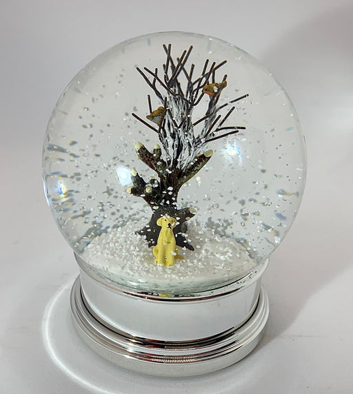 Christmas Snow Globe with Gold Dog Winter Scene