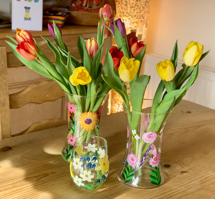Hand Painted Flower Vase- Busy Bee
