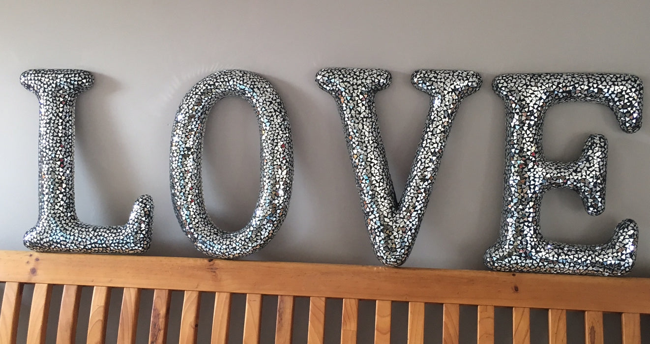 Mosaic Silver Mirrored LOVE Letters - Wilde Java