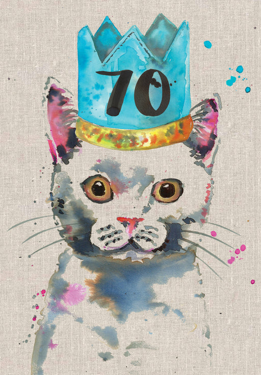 70th Birthday Cat Card