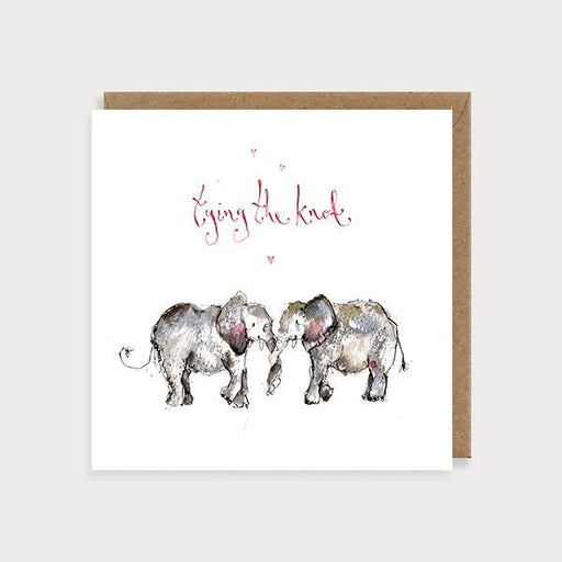 Wedding Card - Tying the knot elephant card,  Louise Mulgrew