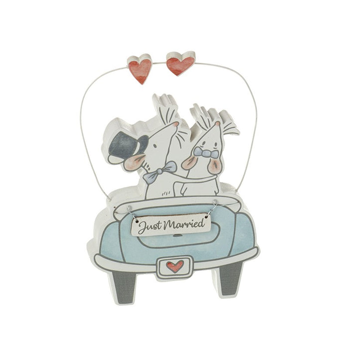 Just Married Mr & Mrs Mouse in Car