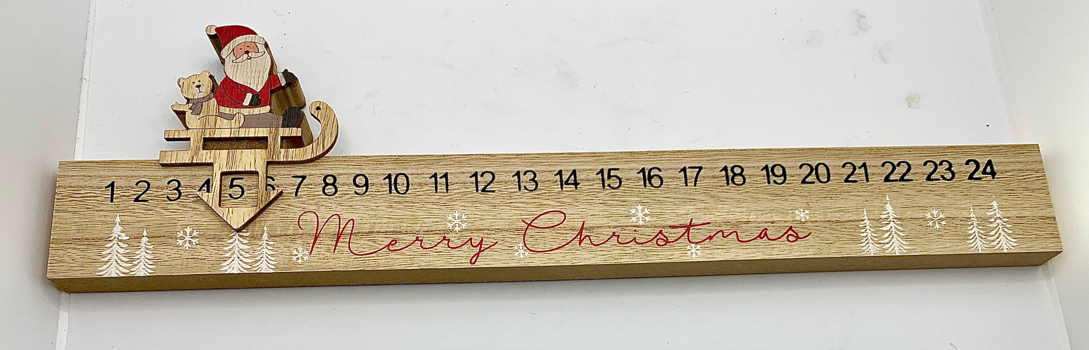 Advent Countdown - Wooden Santa Claus on Sled