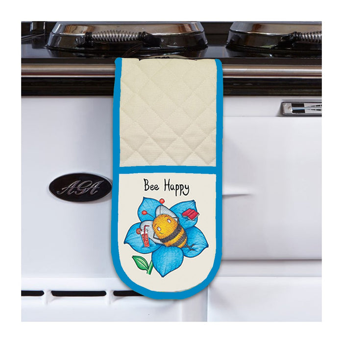Oven Gloves - Bee Happy - Hand Drawn Design from Draw