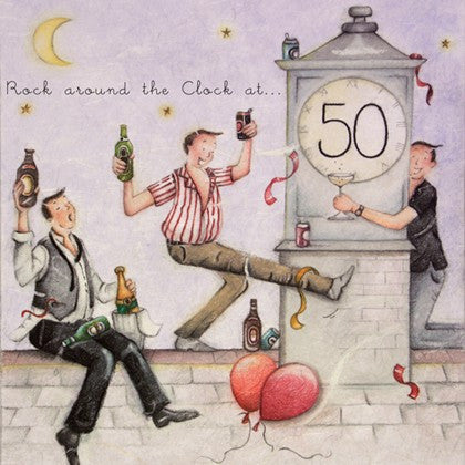 Gentleman's 50th Birthday Card - Rock around the Clock