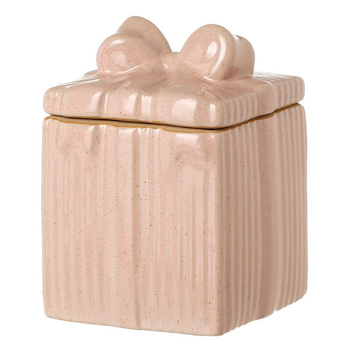 Pink Ceramic Trinket Box with Bow Lid