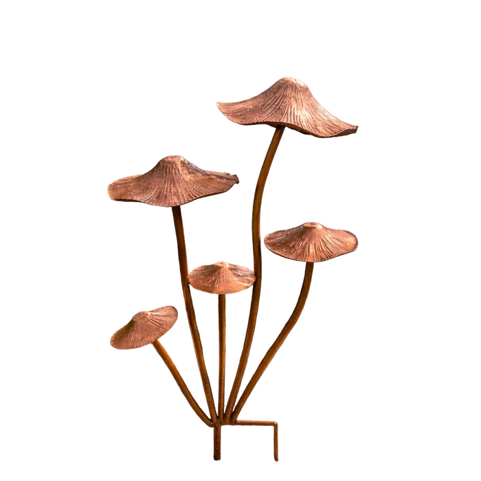 Handmade Powder Coated Bronze Mushrooms Stake 75cm