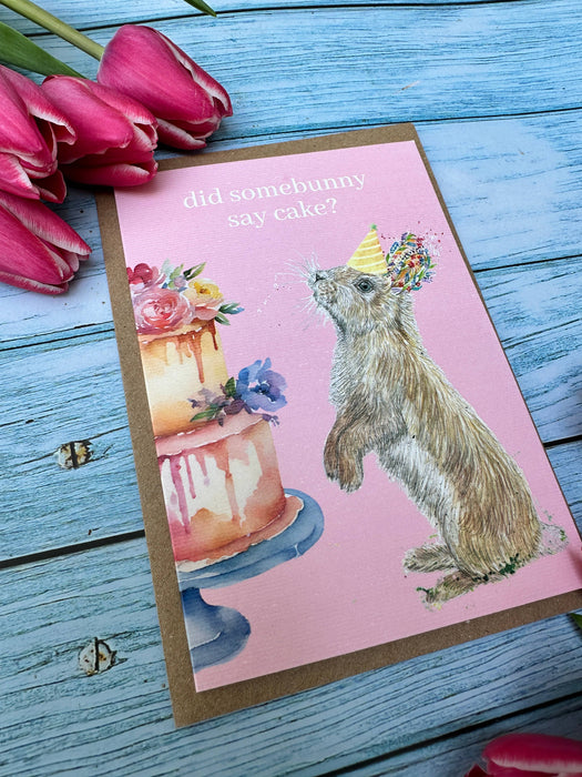 Bunny cake |  Eco Friendly Card Cute Colourful Birthday