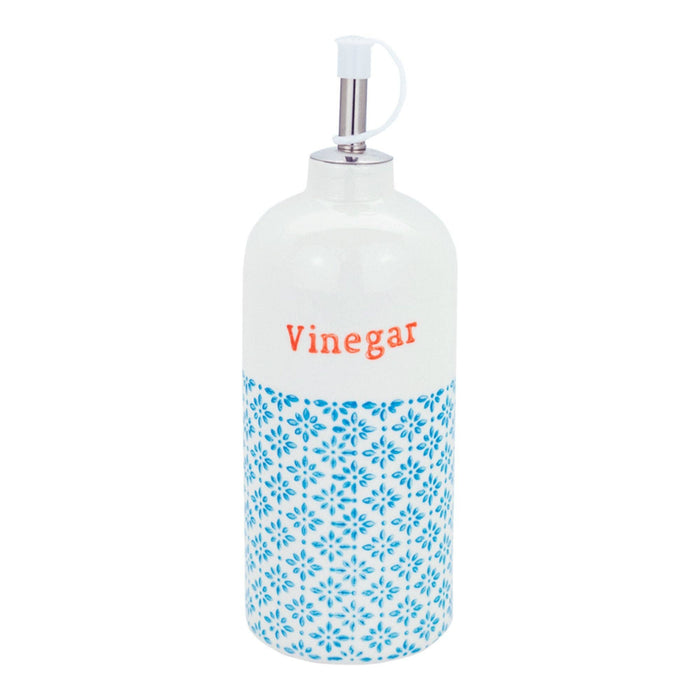 Nicola Spring Hand-Printed Vinegar Bottle Blue Orange 500ml