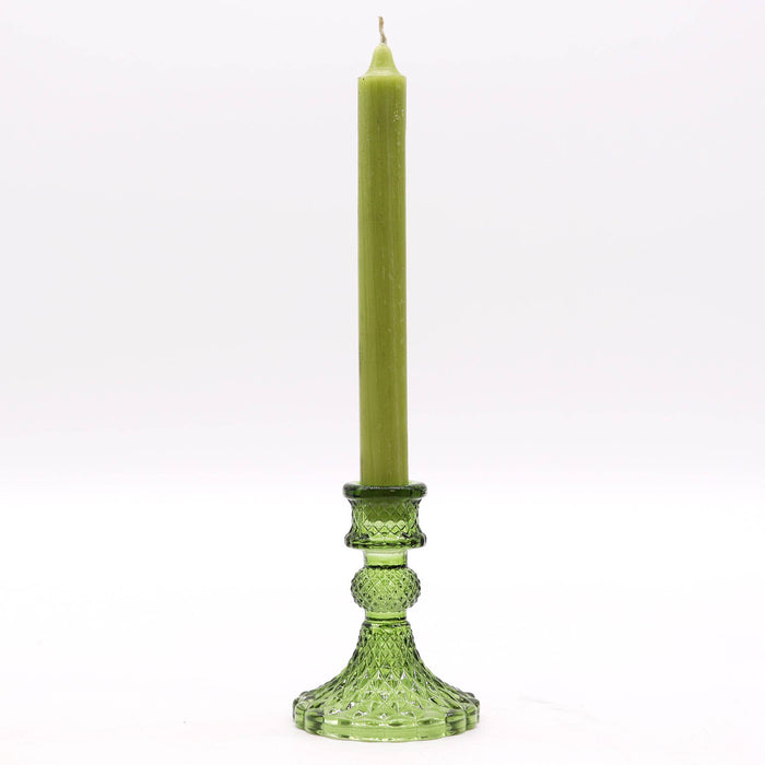 Glass Vintage Crystal Style Candle Stick Holder - Garden Jade