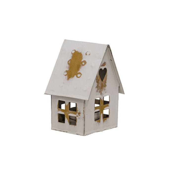 Rose White & Gold Brushed Effect House Tealight Holder