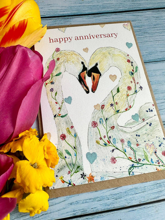 Happy Anniversary | Swans Love Eco Friendly Card Colourful