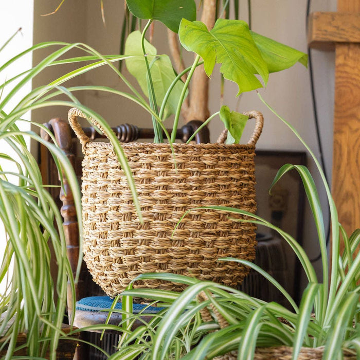 Banar Handwoven Seagrass Basket Set of 2 – Natural & Bleached Seagrass.