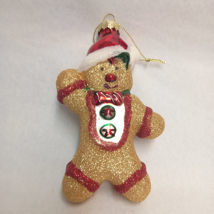 Gingerbread Man Glass Christmas Bauble