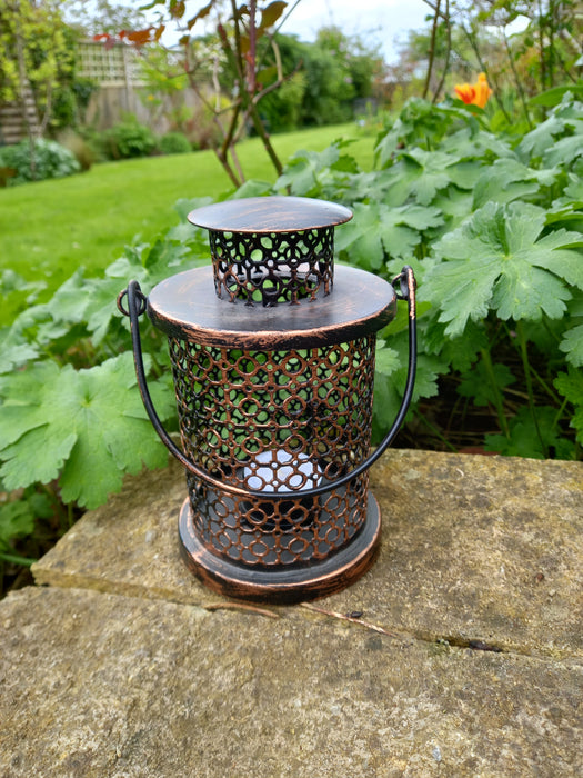 Rustic Black & Bronze Lantern Candle Holder