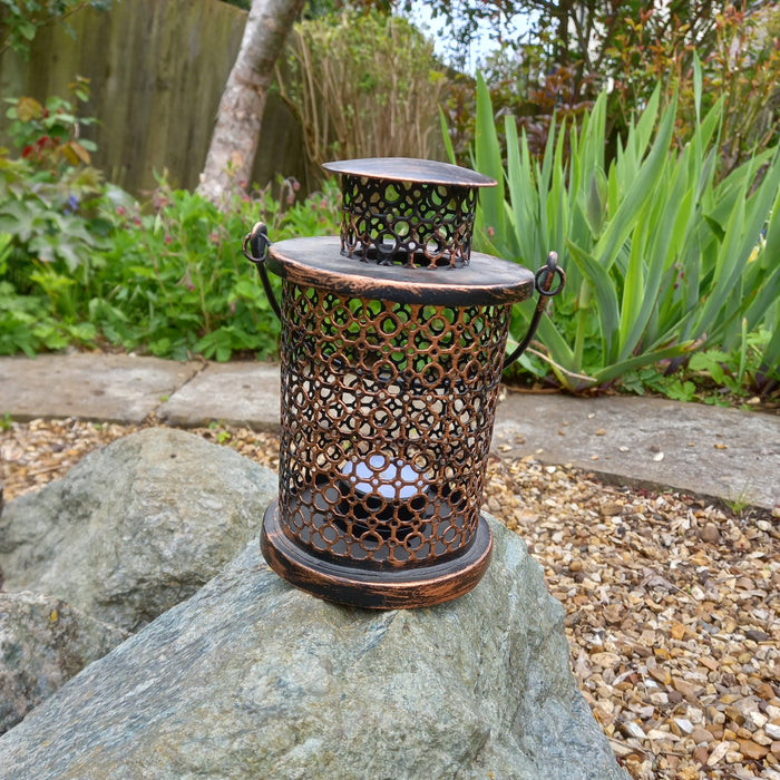 Rustic Black & Bronze Lantern Candle Holder