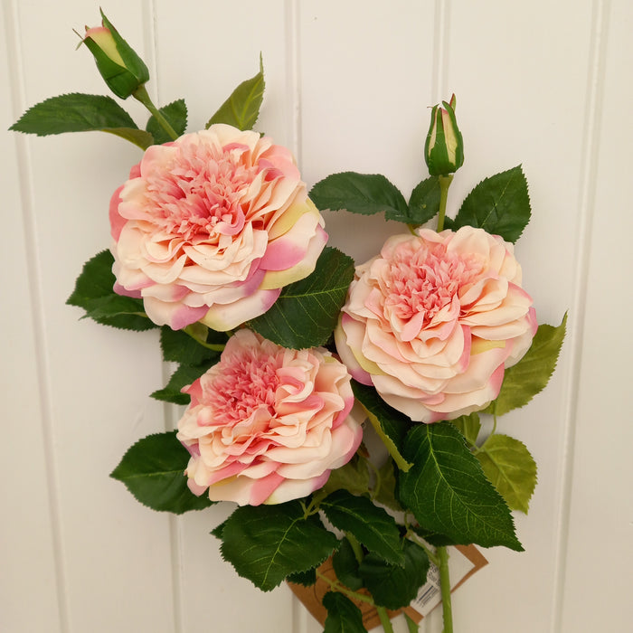Artificial Pink Garden Rose Sprays - 3 stems