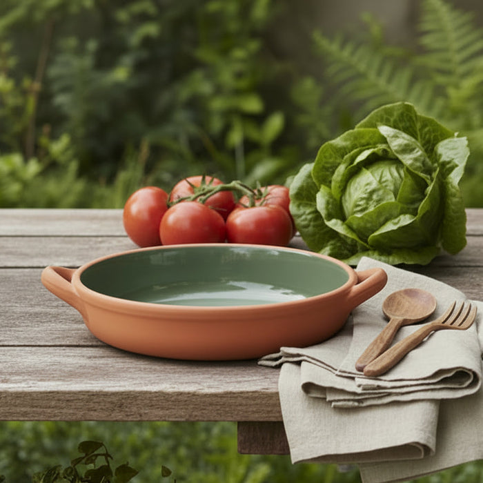 Sintra Terracotta Serving Dish – Large Stoneware Tapas & Sharing Platter - Olive Green