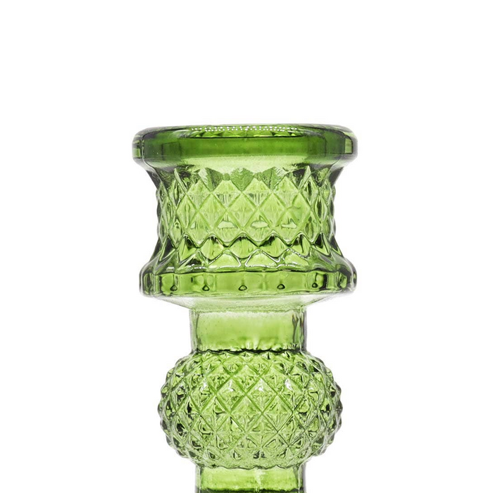 Glass Vintage Crystal Style Candle Stick Holder - Garden Jade
