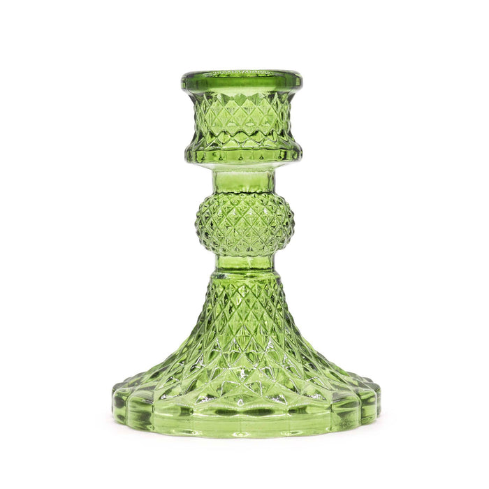 Glass Vintage Crystal Style Candle Stick Holder - Garden Jade