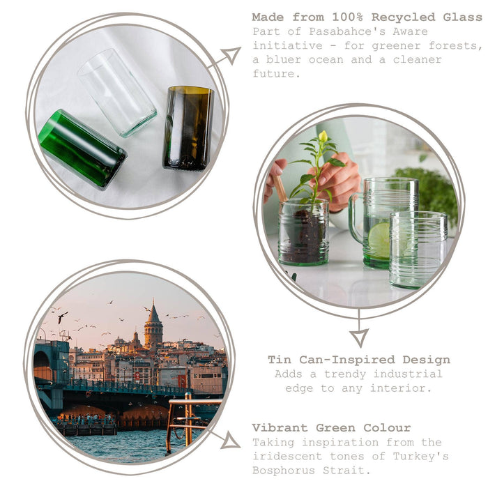 Pasabahce Aware Recycled Glass Tumbler Set of 4 – 280ml