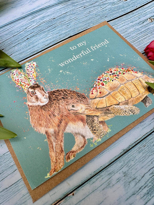 Wonderful Friend Hare and Tortoise | Eco Friendly Card Cute