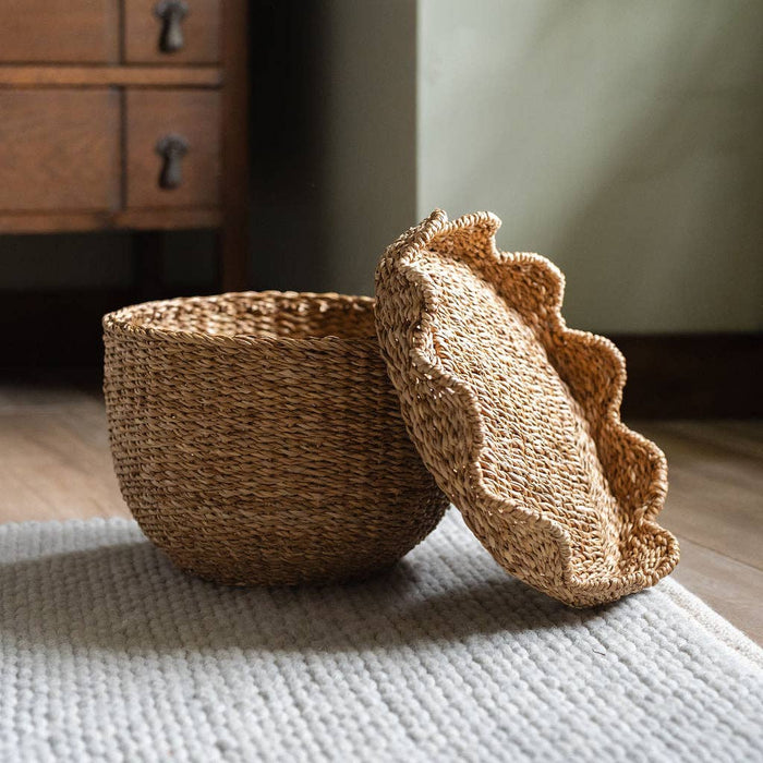 Bangali Seagrass Storage Baskets with Lid – Set of 3 Woven Baskets