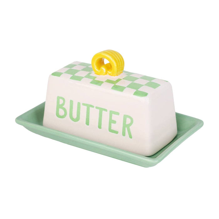 Green Check Butter Dish | Kitchen Gifts |