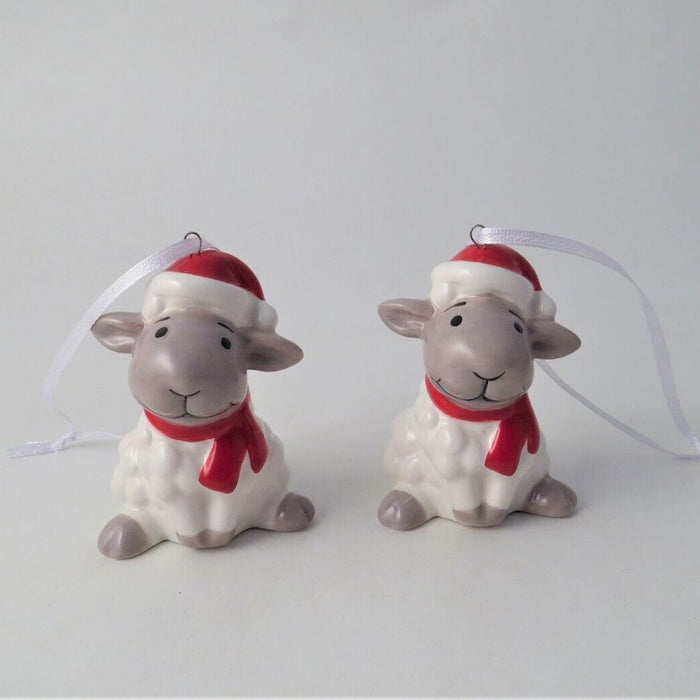 Sheep! Ceramic Hanging Christmas Tree Decorations - Set of 3