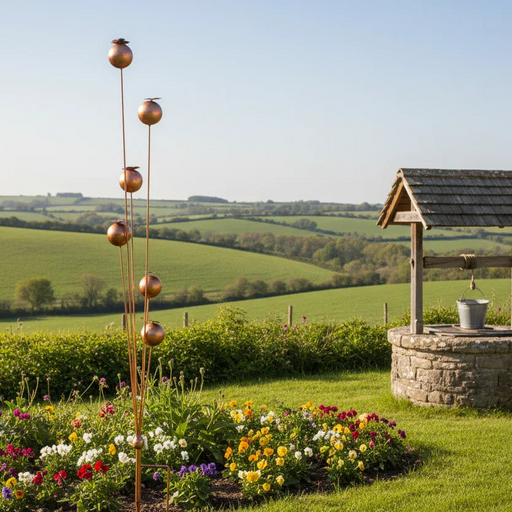 Handmade powder coated bronze poppy’s on a stake 120cm - GingerInteriors.co.uk