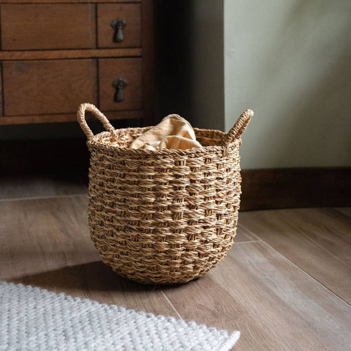 Banar Handwoven Seagrass Basket Set of 2 – Natural & Bleached Seagrass.