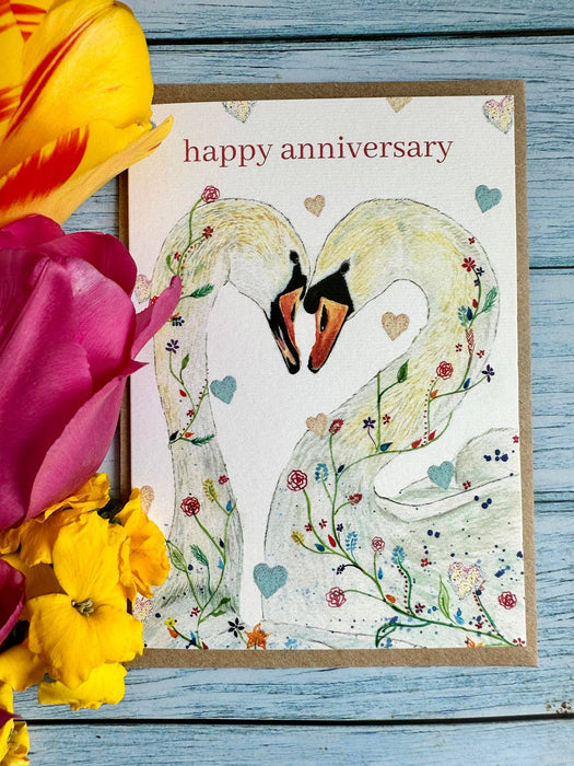 Happy Anniversary | Swans Love Eco Friendly Card Colourful