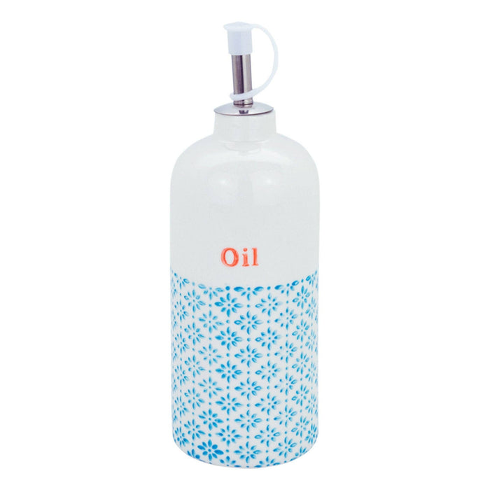 Nicola Spring Hand-Printed OliveOil Bottle Blue Orange 500ml-PRE