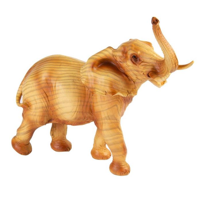 Elephant Ornament – Carved Wood Effect Elephant Statue for Home Décor