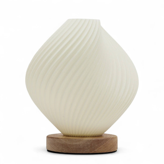 Decorative USB Lamp - Shell Twisted New Wave Light - Dimmable Ambient Light with Wooden Base