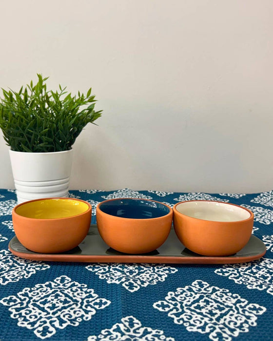 Sintra Terracotta Dip Bowls – Set of 3 Glazed Tapas & Snack Bowls