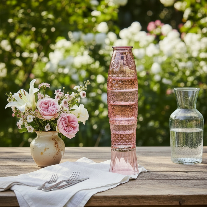 Fish Shaped Stacking Drinking Glass - Set of 4 Pink - 250ml Drinking Glasses