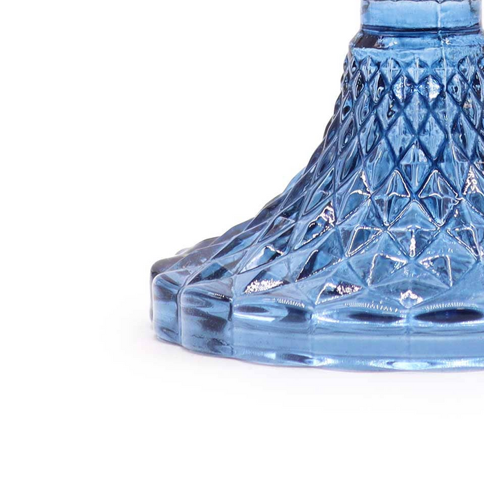 Glass Vintage Crystal Style Candle Stick Holder - Royal Blue
