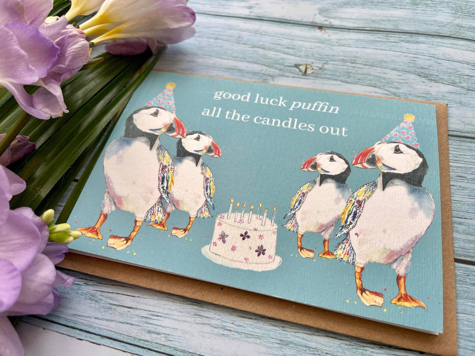Good luck Puffin All The Candles Out |  Card Birthday Funny