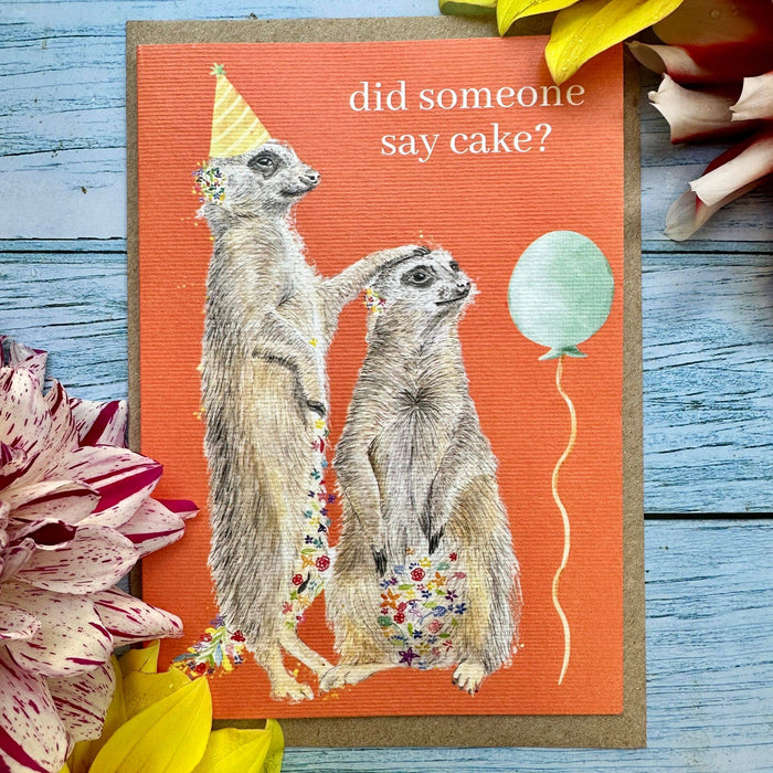 Meerkats Cake Birthday |  Eco Friendly Card  Cute Colourful