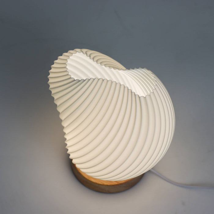 Decorative USB Lamp - Shell Twisted New Wave Light - Dimmable Ambient Light with Wooden Base