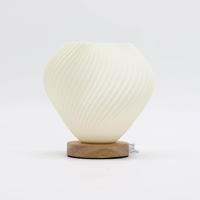 Decorative USB Lamp - Shell Twisted New Wave Light - Dimmable Ambient Light with Wooden Base