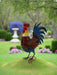 Garden metal cockerel/ hen red and blue named Isaac measuring 16 x32 x 45cm - GingerInteriors.co.uk