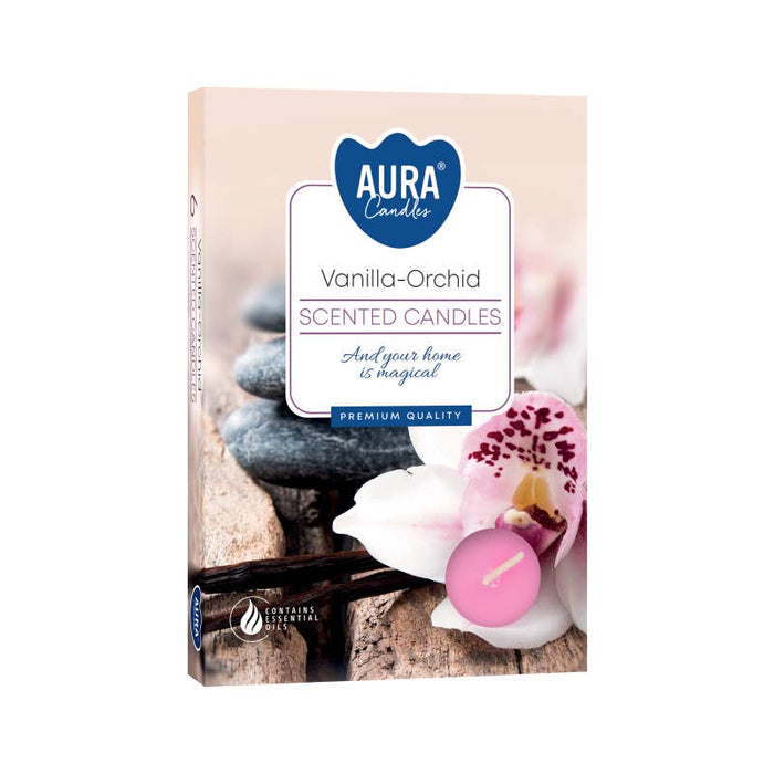Vanilla & Orchid Scented Tealights Set of 6 | 4 Hour Burn Time Fragrance Candles