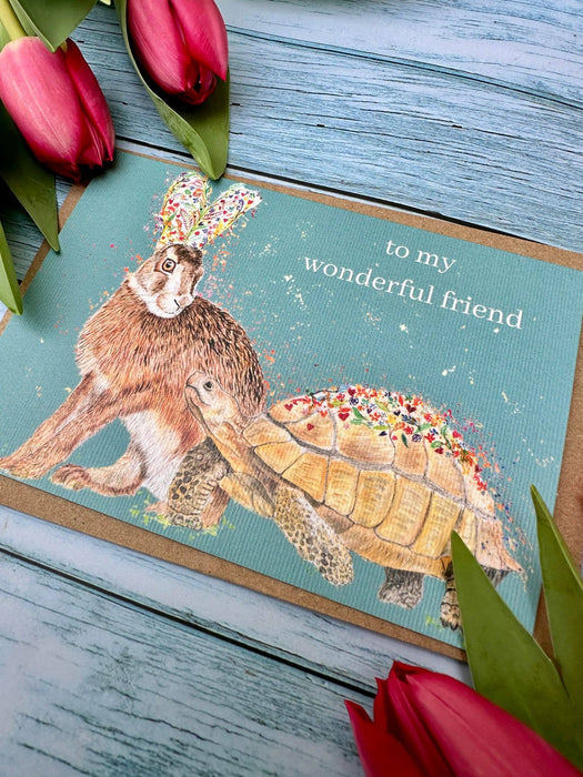Wonderful Friend Hare and Tortoise | Eco Friendly Card Cute