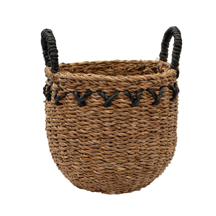 Haora Seagrass Baskets Set of 3 with Black Detail | Handwoven Natural Storage
