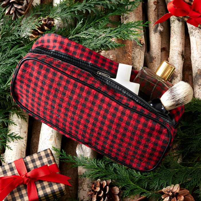 Red Black Buffalo Check Wash Bag