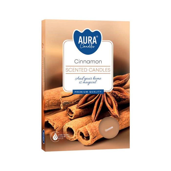 Cinnamon Scented Tealights Set of 6 | 4 Hour Fragrance Candles for Cosy Home Ambience