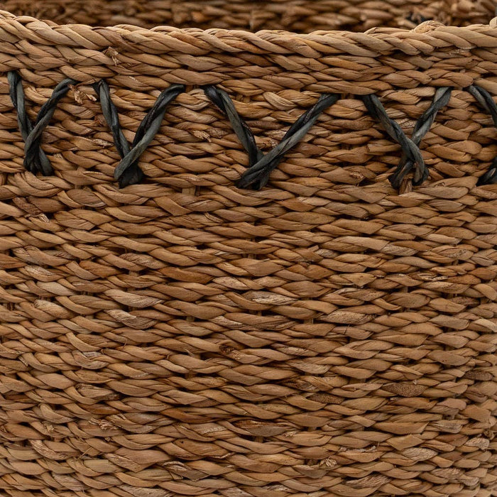 Haora Seagrass Baskets Set of 3 with Black Detail | Handwoven Natural Storage